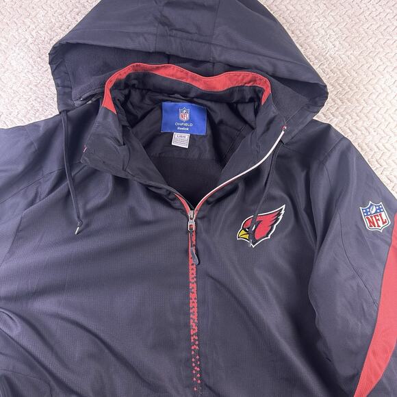 Reebok On Field Arizona Cardinals Zip Up Jacket Size Large Removable Hood - Picture 9 of 16